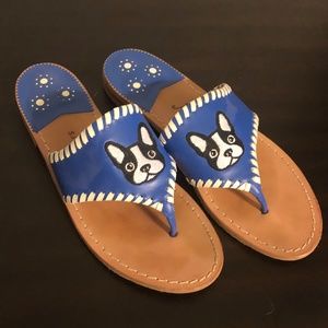 Jack Rogers French Bulldog Embroidered Sandals - Size 9